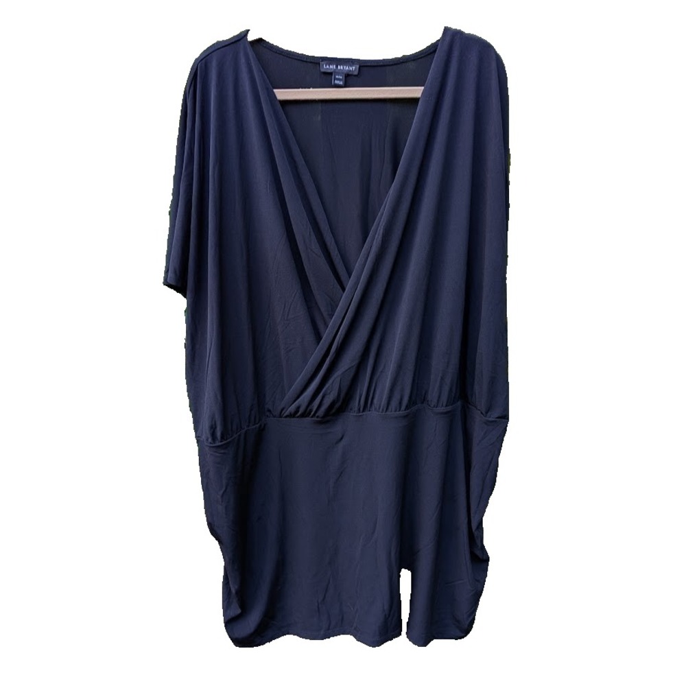 Lane Bryant Ruched Side Top Size 34 / 36 Draped V Neckline Classic Minimalist